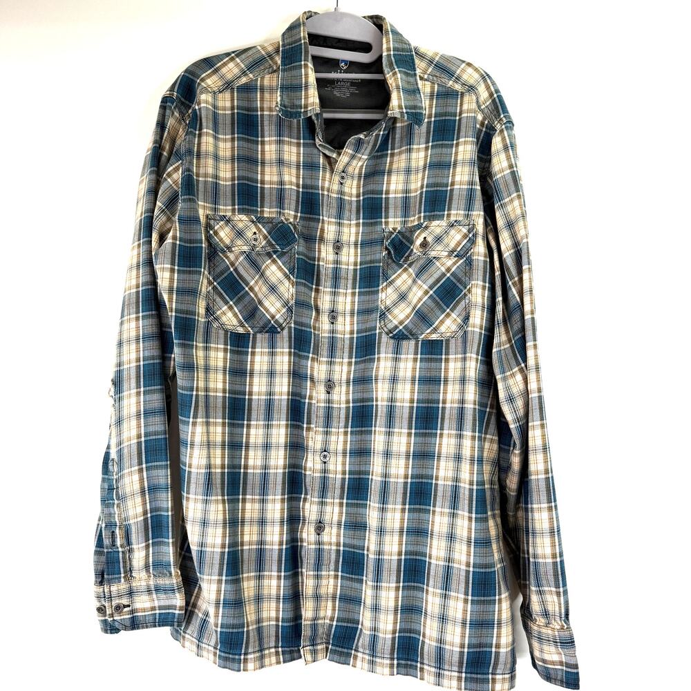 Kuhl Men's Plaid Cotton Tencel Blend Button Up Shirt Size Large